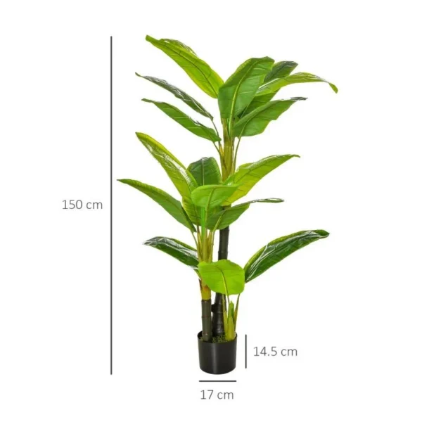 Planta artificiala, bananier cu ghiveci, verde, 150 cm - imagine 8