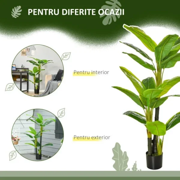 Planta artificiala, bananier cu ghiveci, verde, 150 cm - imagine 5