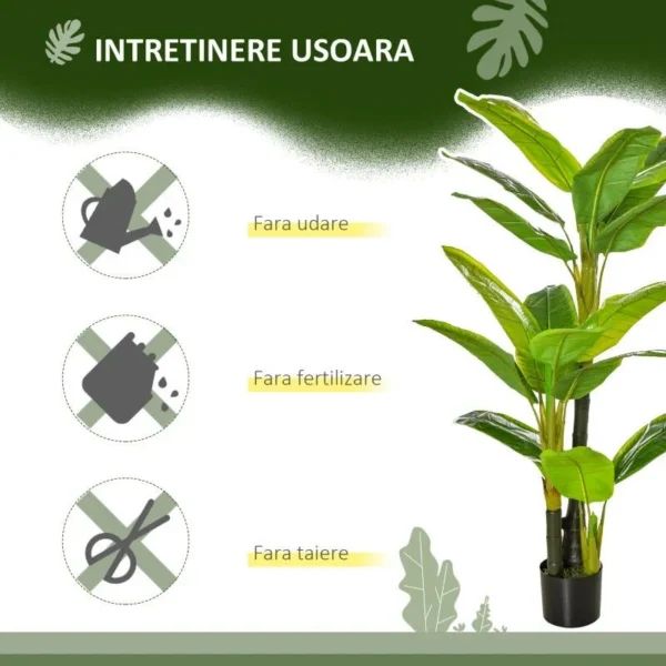 Planta artificiala, bananier cu ghiveci, verde, 150 cm - imagine 4