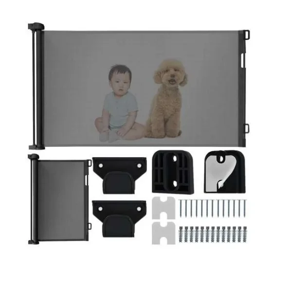 Poarta, plasa, de siguranta, protectie copii, retractabila, negru, 13x160x85 cm, Ruhhy - imagine 12