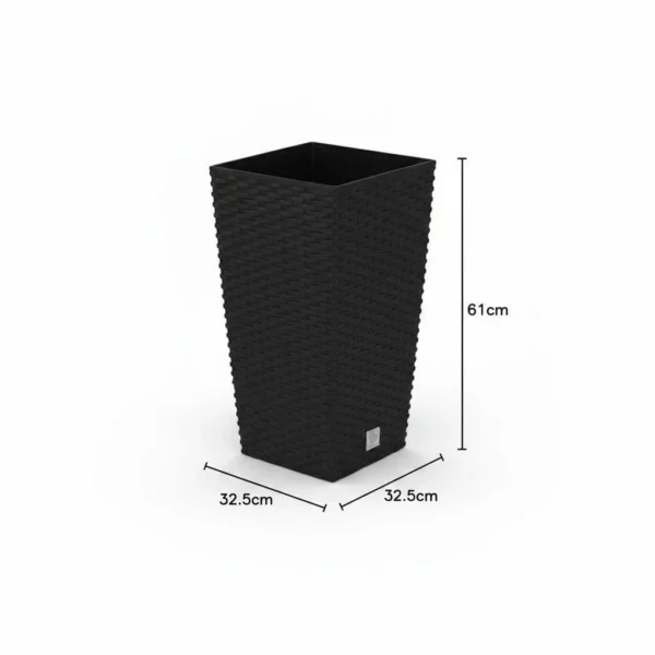 Set 2 ghivece de flori, Rato, imitatie ratan, inalte, 32.5x32.5x61 cm, antracit, Prosperplast - imagine 2