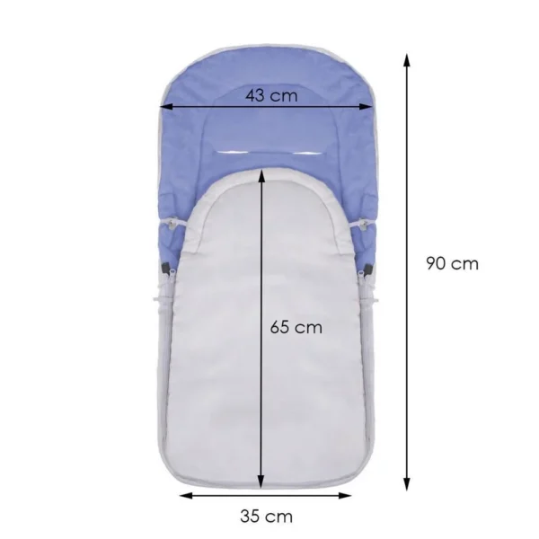 Sac de dormit pentru copii, bebelusi, cu husa, gri si albastru, 90x43/35 cm, Springos - imagine 2