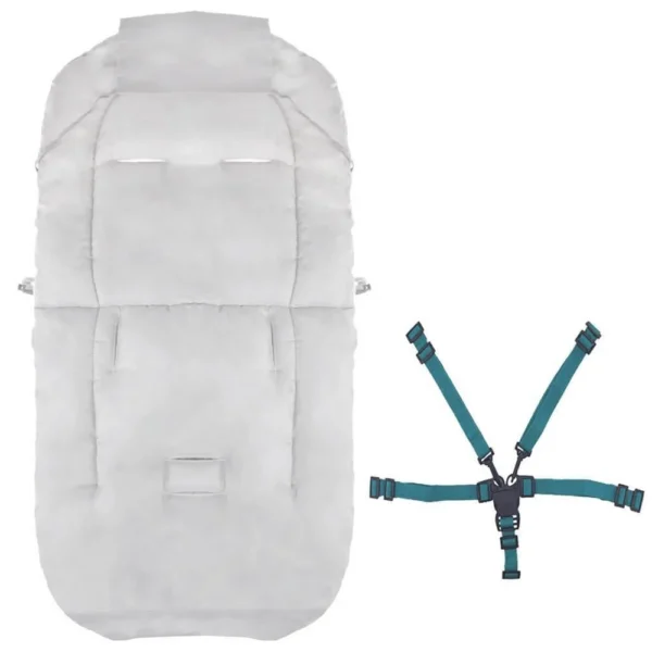 Sac de dormit pentru copii, bebelusi, cu husa, gri si albastru, 90x43/35 cm, Springos - imagine 8
