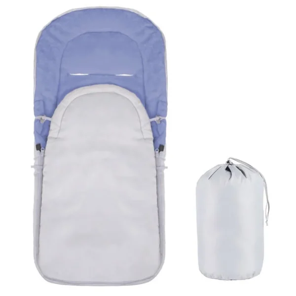 Sac de dormit pentru copii, bebelusi, cu husa, gri si albastru, 90x43/35 cm, Springos - imagine 5