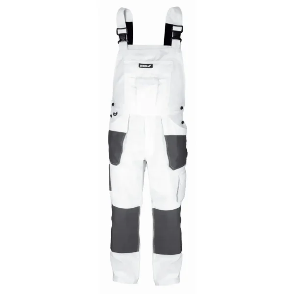 Pantaloni de lucru cu pieptar, salopeta, alb, model White Line, marimea M/50, Dedra - imagine 5