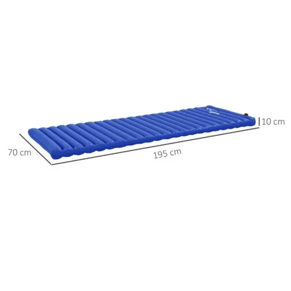 Saltea camping, gonflabila, cu pompa incorporata, impermeabila, plastic 190T, albastru, 195x70x10 cm - imagine 7