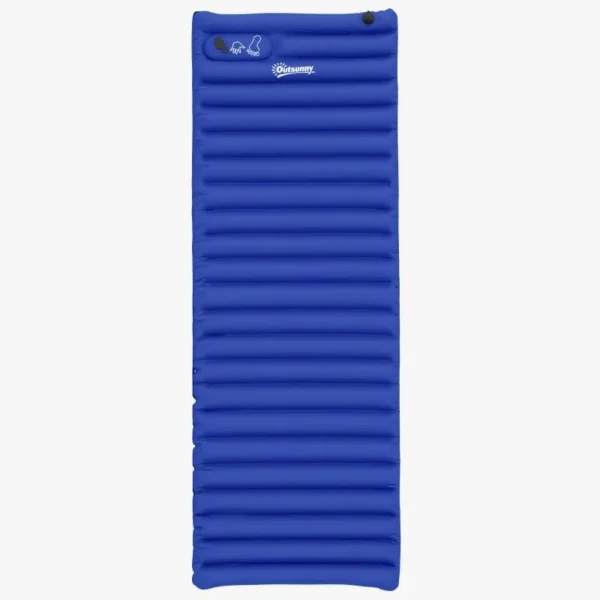 Saltea camping, gonflabila, cu pompa incorporata, impermeabila, plastic 190T, albastru, 195x70x10 cm - imagine 2