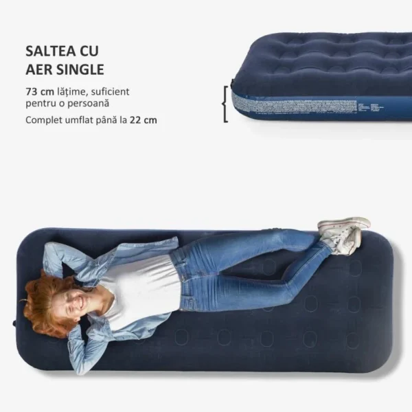 Saltea camping, gonflabila, cu pompa manuala inclusa, PVC, bluemarin, 191x73x22 cm - imagine 7