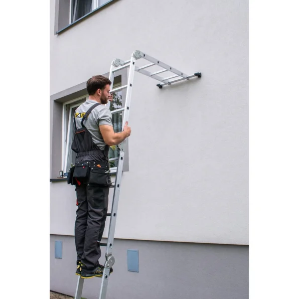Scara aluminiu, multifunctionala, rabatabila, 4 tronsoane, 4 trepte, max 125 kg, 1.18-4.46 m - imagine 11