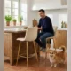 Scaun de bucatarie/bar, Artool, Pozza, catifea bej deschis, picioare metal auriu, 43x49x102 cm - imagine 8
