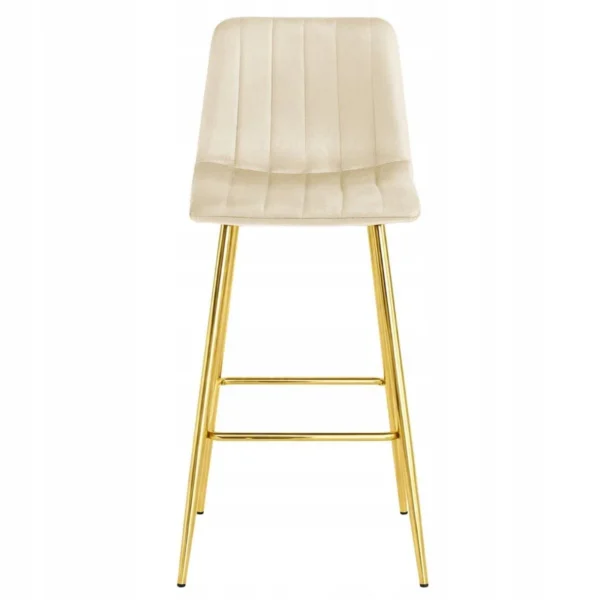 Scaun de bucatarie/bar, Artool, Pozza, catifea bej deschis, picioare metal auriu, 43x49x102 cm - imagine 4