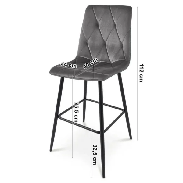 Set 2 scaune de bucatarie/bar, Artool, Libra, catifea bej deschis, picioare metal natur, 52x56x112 cm - imagine 5