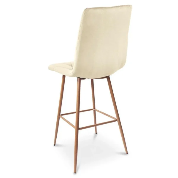 Set 2 scaune de bucatarie/bar, Artool, Libra, catifea bej deschis, picioare metal natur, 52x56x112 cm - imagine 3