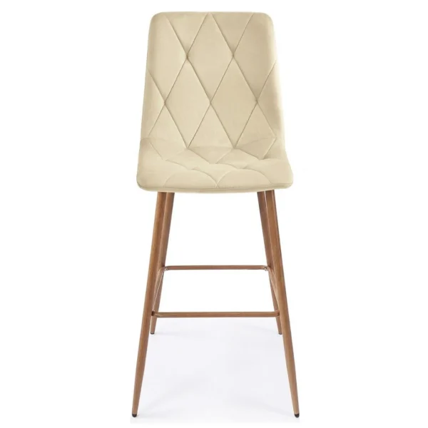 Set 2 scaune de bucatarie/bar, Artool, Libra, catifea bej deschis, picioare metal natur, 52x56x112 cm - imagine 6