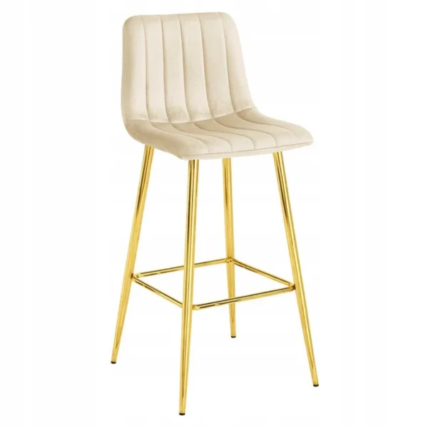 Scaun de bucatarie/bar, Artool, Pozza, catifea bej deschis, picioare metal auriu, 43x49x102 cm - imagine 2