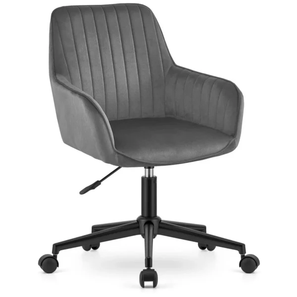 Scaun de birou, Artool, Roxy, rotativ, catifea, gri si negru, 60x65x80-89 cm - imagine 8