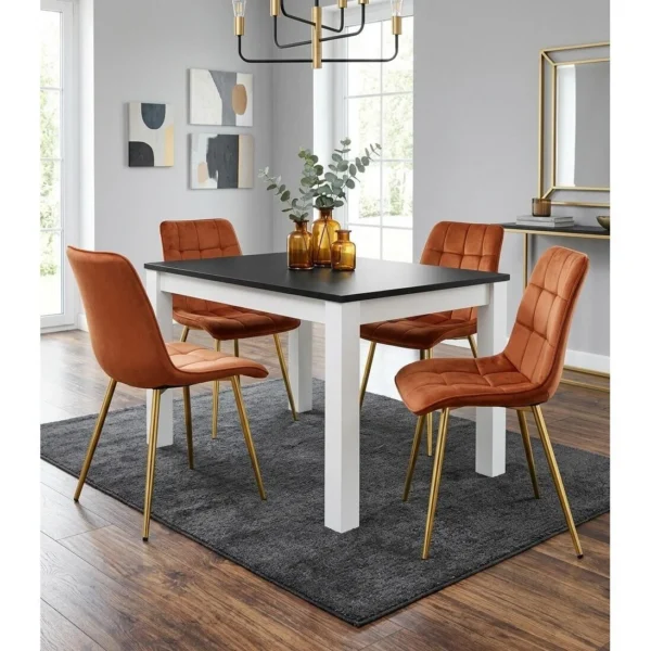 Scaun bucatarie/living, Artool, Split, catifea aramie, picioare metal auriu, 49x60x88 cm - imagine 11