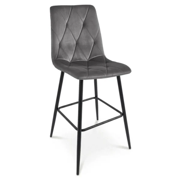 Scaun de bucatarie/bar, Artool, Libra, catifea gri inchis, picioare metal negru, 52x56x112 cm - imagine 2
