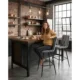 Scaun de bucatarie/bar, Artool, Libra, catifea gri inchis, picioare metal negru, 52x56x112 cm - imagine 3