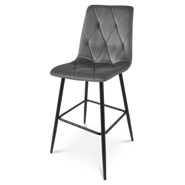 Scaun de bucatarie/bar, Artool, Libra, catifea gri inchis, picioare metal negru, 52x56x112 cm - imagine 6