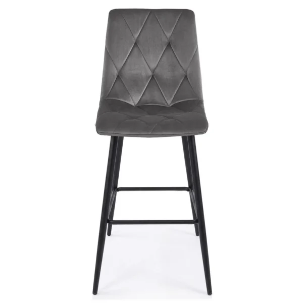 Scaun de bucatarie/bar, Artool, Libra, catifea gri inchis, picioare metal negru, 52x56x112 cm - imagine 8