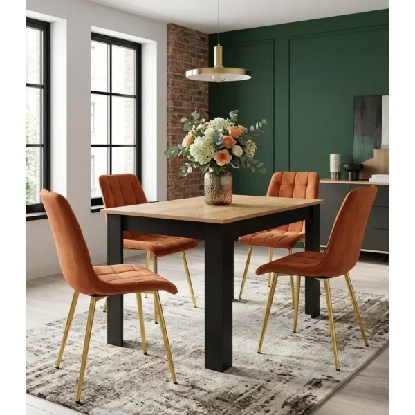 Scaun bucatarie/living, Artool, Split, catifea aramie, picioare metal auriu, 49x60x88 cm - imagine 9