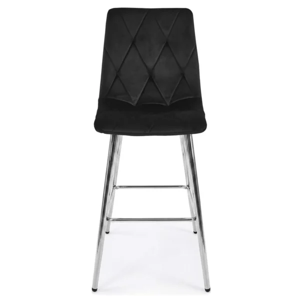 Scaun de bucatarie/bar, Artool, Libra, catifea neagra, picioare metal argintiu, 52x56x112 cm - imagine 4
