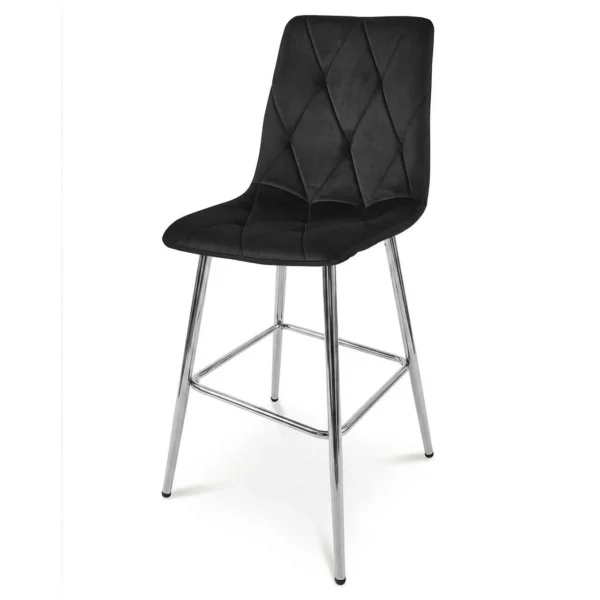 Scaun de bucatarie/bar, Artool, Libra, catifea neagra, picioare metal argintiu, 52x56x112 cm - imagine 6
