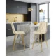 Scaun de bucatarie/bar, Artool, Libra, catifea bej deschis, picioare metal auriu, 52x56x112 cm - imagine 7
