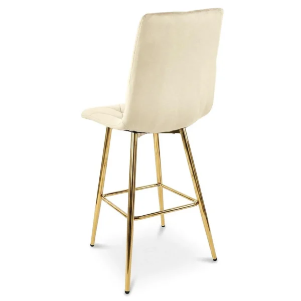 Scaun de bucatarie/bar, Artool, Libra, catifea bej deschis, picioare metal auriu, 52x56x112 cm - imagine 8