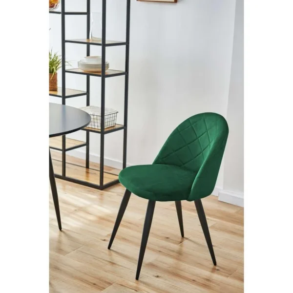 Scaun bucatarie/living, Akord, Brandy, catifea verde, picioare metal negru, 50x54x77 cm - imagine 2
