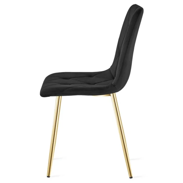 Scaun bucatarie/living, Artool, Libra, catifea neagra, picioare metal auriu, 45x54x86.5 cm - imagine 3