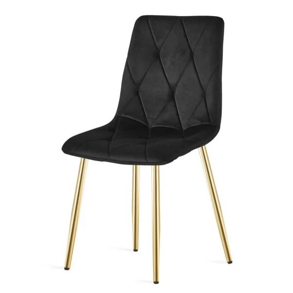Scaun bucatarie/living, Artool, Libra, catifea neagra, picioare metal auriu, 45x54x86.5 cm - imagine 4