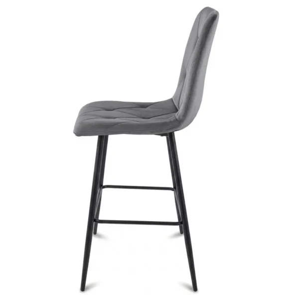 Scaun de bucatarie/bar, Artool, Libra, catifea gri inchis, picioare metal negru, 52x56x112 cm - imagine 10