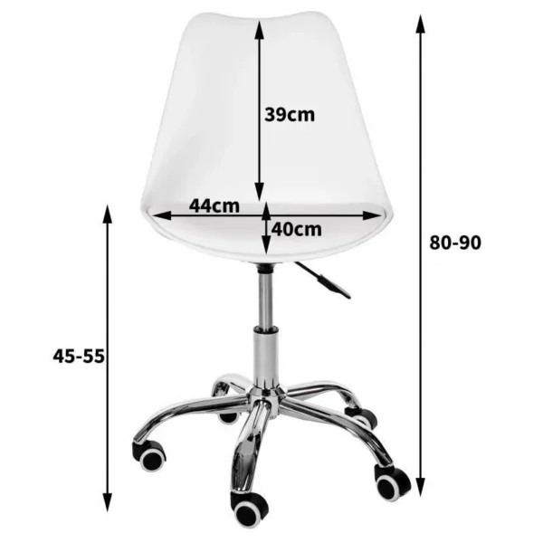 Scaun de birou pentru copii, rotativ, alb, max 125 kg, 44x40x80/90 cm - imagine 2