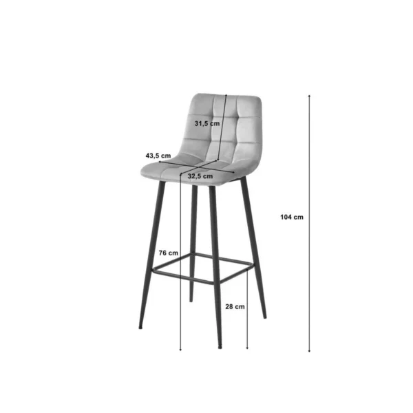 Scaun de bucatarie/bar, Artool, Arceto, catifea verde, picioare metal negru, 43.5x32.5x104 cm - imagine 2