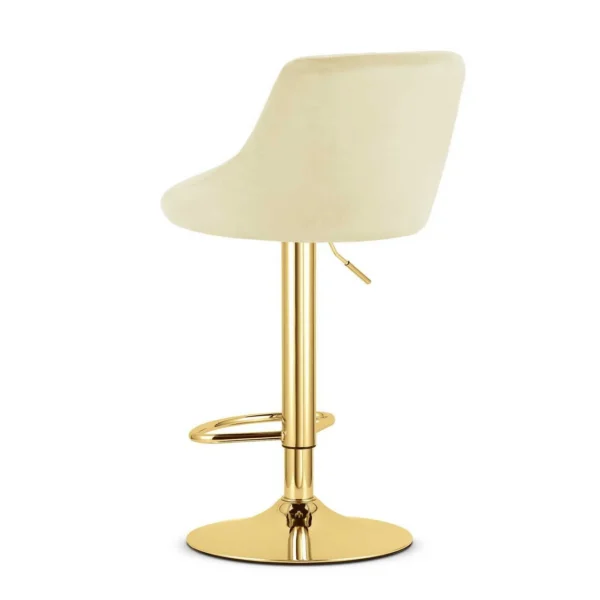 Scaun de bucatarie/bar, Artool, Kast, rotativ, catifea bej, picior metal auriu, 45.5x49x85-105 cm - imagine 4