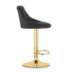 Scaun de bucatarie/bar, Artool, Kast, rotativ, catifea neagra, picior metal auriu, 45.5x49x85-105 cm - imagine 4