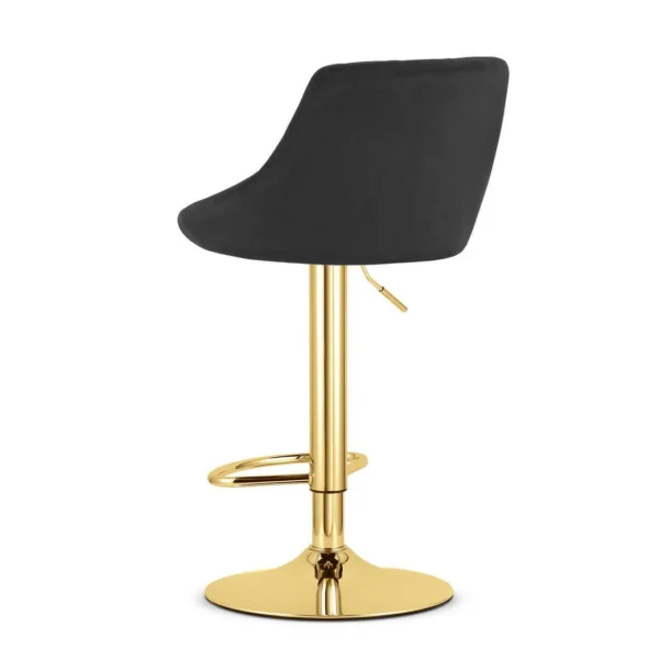 Scaun de bucatarie/bar, Artool, Kast, rotativ, catifea neagra, picior metal auriu, 45.5x49x85-105 cm - imagine 7