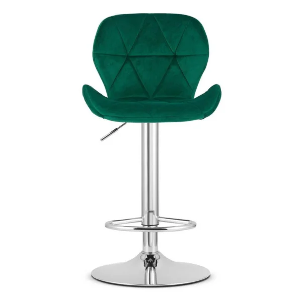 Scaun de bucatarie/bar, Artool, West, rotativ, catifea verde, picior metal argintiu, 46x48.5x90-111 cm - imagine 7