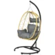 Scaun leagan suspendat, Wilona, ratan sintetic, galben si negru, perna gri, max 150 kg - imagine 10