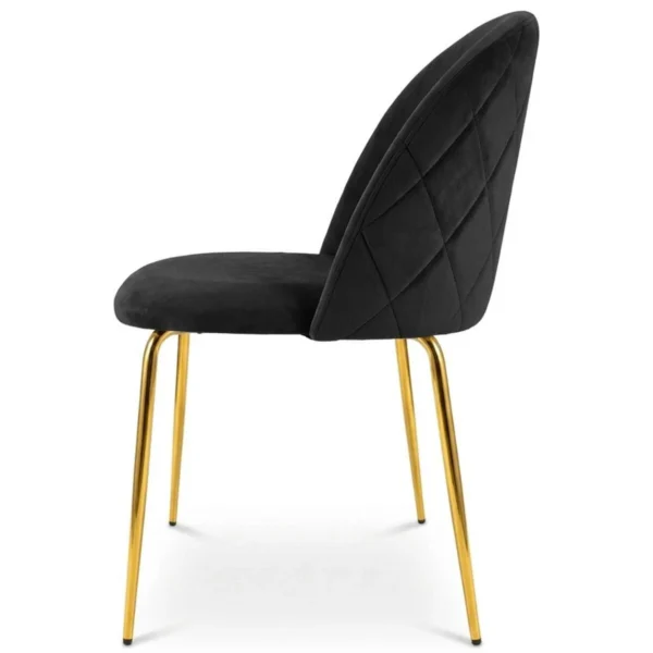 Scaun bucatarie/living, Artool, Inca, catifea neagra, picioare metal auriu, 49x55x78 cm - imagine 5