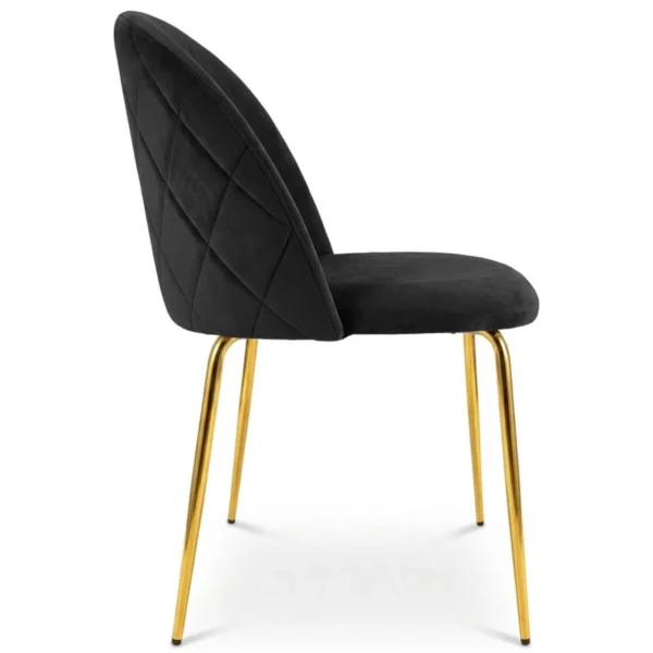 Scaun bucatarie/living, Artool, Inca, catifea neagra, picioare metal auriu, 49x55x78 cm - imagine 2