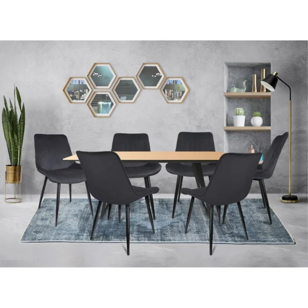 Scaun bucatarie/living, catifea, metal, negru, 54x61x83 cm, Viva - imagine 6
