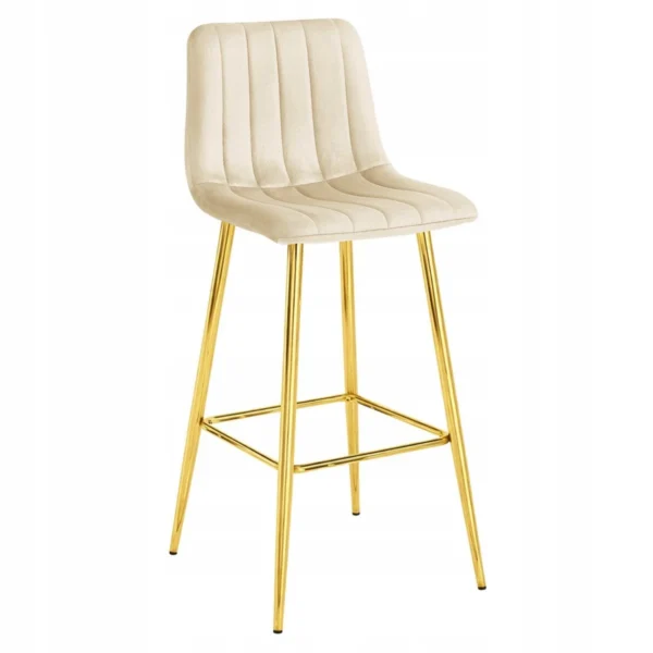 Scaun de bucatarie/bar, Artool, Pozza, catifea bej deschis, picioare metal auriu, 43x49x102 cm - imagine 9