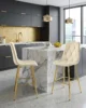 Scaun de bucatarie/bar, Artool, Libra, catifea bej deschis, picioare metal auriu, 52x56x112 cm - imagine 11