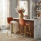 Set 2 scaune de bucatarie/bar, Artool, Pozza, catifea portocaliu cupru, picioare metal auriu, 43x49x102 cm - imagine 8