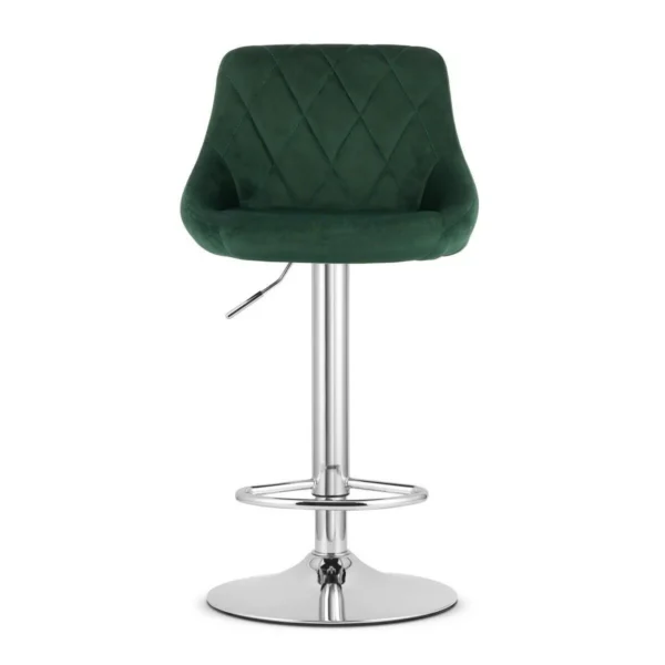 Set 2 scaune de bucatarie/bar, Artool, Kast, rotativ, catifea verde, picior metal argintiu, 45.5x49x85-105 cm - imagine 6