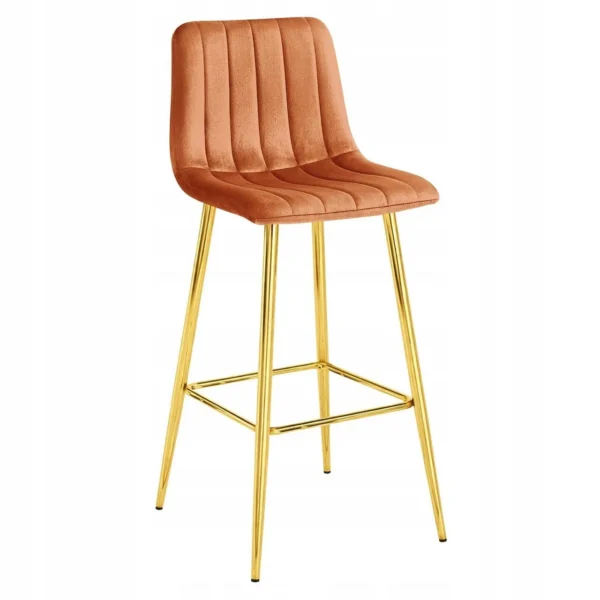 Set 2 scaune de bucatarie/bar, Artool, Pozza, catifea portocaliu cupru, picioare metal auriu, 43x49x102 cm - imagine 4