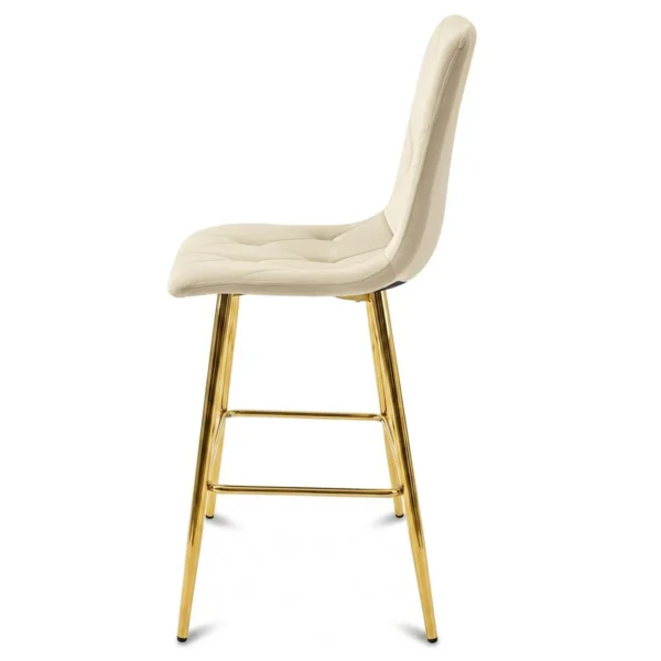 Set 2 scaune de bucatarie/bar, Artool, Libra, catifea bej deschis, picioare metal auriu, 52x56x112 cm - imagine 5